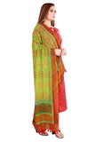 Green Color Kalamkari And Floral Printed Chiffon Dupatta With Tassels