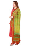 Green Color Kalamkari And Floral Printed Chiffon Dupatta With Tassels
