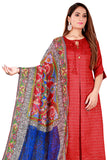 Blue Color Kalamkari And Floral Printed Chiffon Dupatta With Tassels