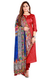 Blue Color Kalamkari And Floral Printed Chiffon Dupatta With Tassels