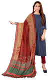 Maroon Color Kalamkari And Floral Printed Chiffon Dupatta With Tassels