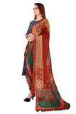 Maroon Color Kalamkari And Floral Printed Chiffon Dupatta With Tassels