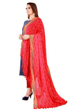 Red Color Kalamkari And Floral Printed Chiffon Dupatta With Tassels