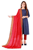 Red Color Kalamkari And Floral Printed Chiffon Dupatta With Tassels