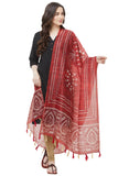 Maroon Color Ethnic Warli Digital Print Chanderi Silk Dupatta For Women
