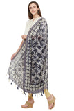 Digital Shibori Print Black and White Color Chanderi Silk Dupatta