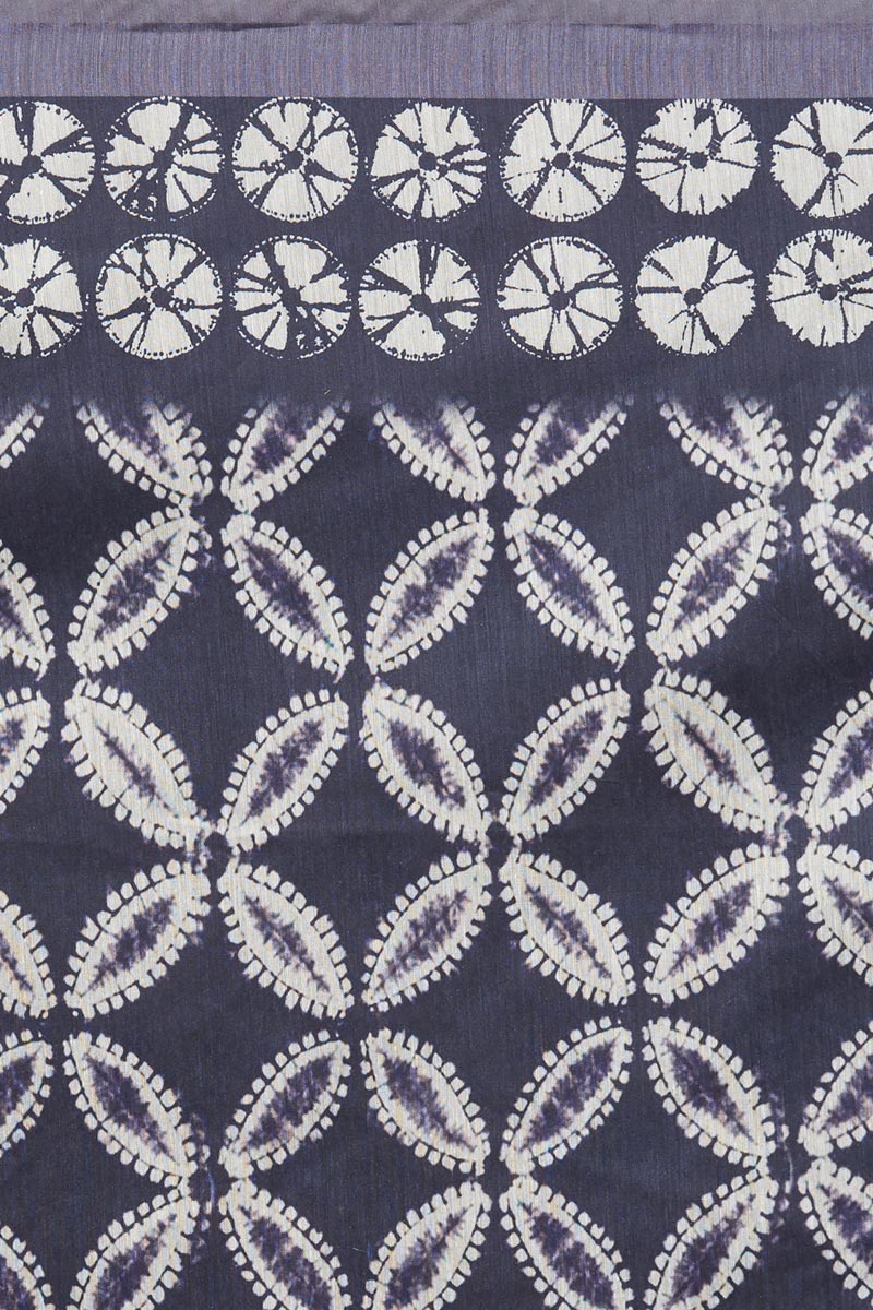 Digital Shibori Print Black and White Color Chanderi Silk Dupatta