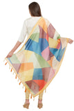 Multi Color Geometric Digital Print Chanderi Silk Dupatta For Women