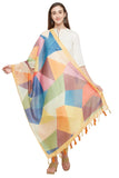 Multi Color Geometric Digital Print Chanderi Silk Dupatta For Women