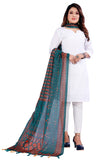 Teal Blue Ethnic Digital Printed Chanderi Silk Dupatta For Women