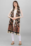 Black Color Kalamkari Floral Digital Printed Chanderi Silk Dupatta