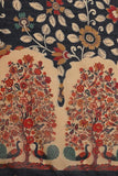 Navy Blue Color Kalamkari And Floral Digital Printed Chanderi Silk Dupatta For Women
