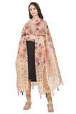 Soft Pink and Beige Color Abstract Floral Digital Printed Dupatta For Women