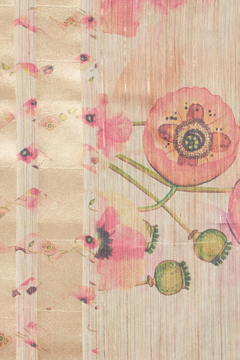 Soft Pink and Beige Color Abstract Floral Digital Printed Dupatta For Women