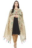 Beige and multicolor Color Floral Digital Print Cotton Silk Dupatta