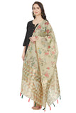 Beige and multicolor Color Floral Digital Print Cotton Silk Dupatta