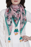 Floral Print Pink Color Pure Cotton Scarf