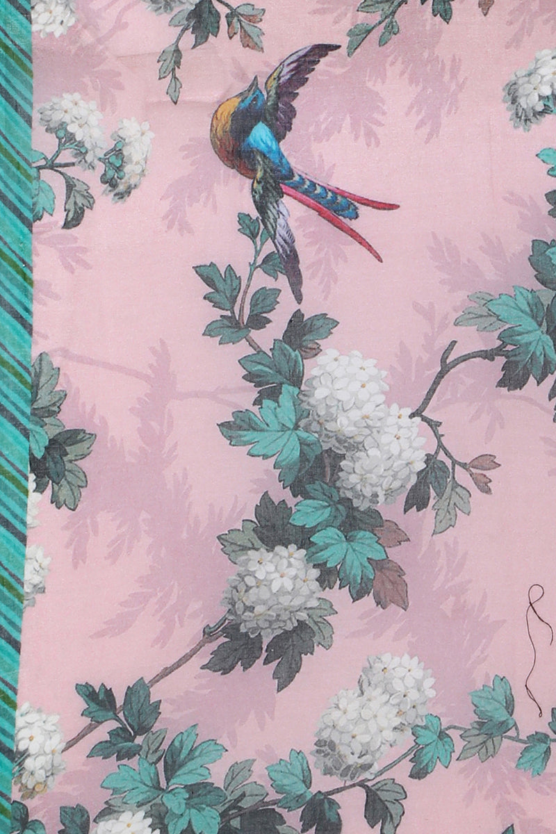 Floral Print Pink Color Pure Cotton Scarf