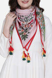 Floral Print Pink Color Pure Cotton Scarf
