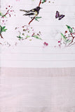 White Floral Digital Printed Zari Silk Dupatta