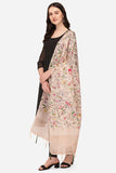 Peach Color Floral Digital Printed Zari Silk Dupatta