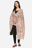 Peach Color Floral Digital Printed Zari Silk Dupatta