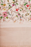 Peach Color Floral Digital Printed Zari Silk Dupatta