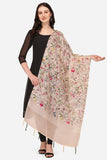 Peach Color Floral Digital Printed Zari Silk Dupatta