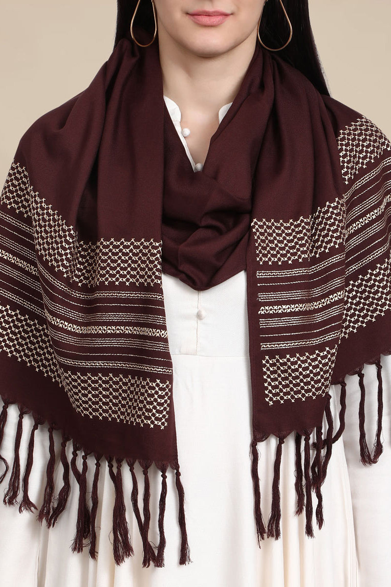 Coffee Color Pure Viscose Winter Stole