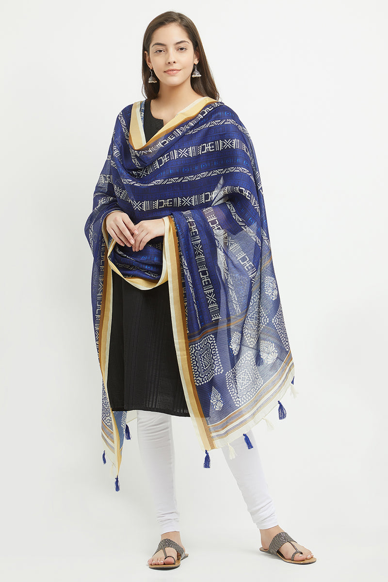 Digital Aztec Print Chanderi Silk Dupatta