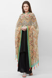 Beige Color Zig Zag Printed Chanderi Silk Dupatta