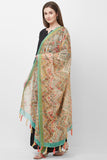 Beige Color Zig Zag Printed Chanderi Silk Dupatta