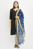 Digital Indigo Block Print Chanderi Silk Dupatta