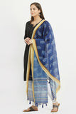 Digital Indigo Block Print Chanderi Silk Dupatta