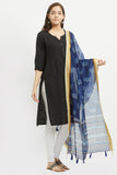 Digital Indigo Block Print Chanderi Silk Dupatta
