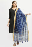 Digital Indigo Block Print Chanderi Silk Dupatta
