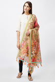 Beige Color Digital Floral Print Chanderi Silk Dupatta