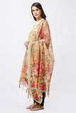 Beige Color Digital Floral Print Chanderi Silk Dupatta