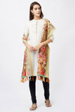 Beige Color Digital Floral Print Chanderi Silk Dupatta