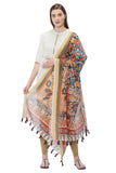 Beige and Multicolor Kalamkari Digital Print Chanderi Silk Dupatta