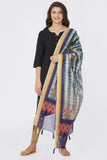 Blue Shibori Digital Print Chanderi Silk Dupatta