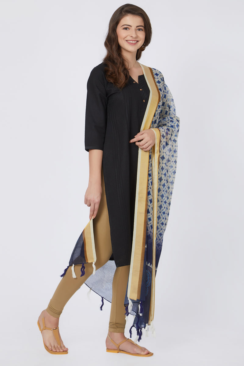Tie And Dye Diamond Digital Print Chanderi Silk Dupatta