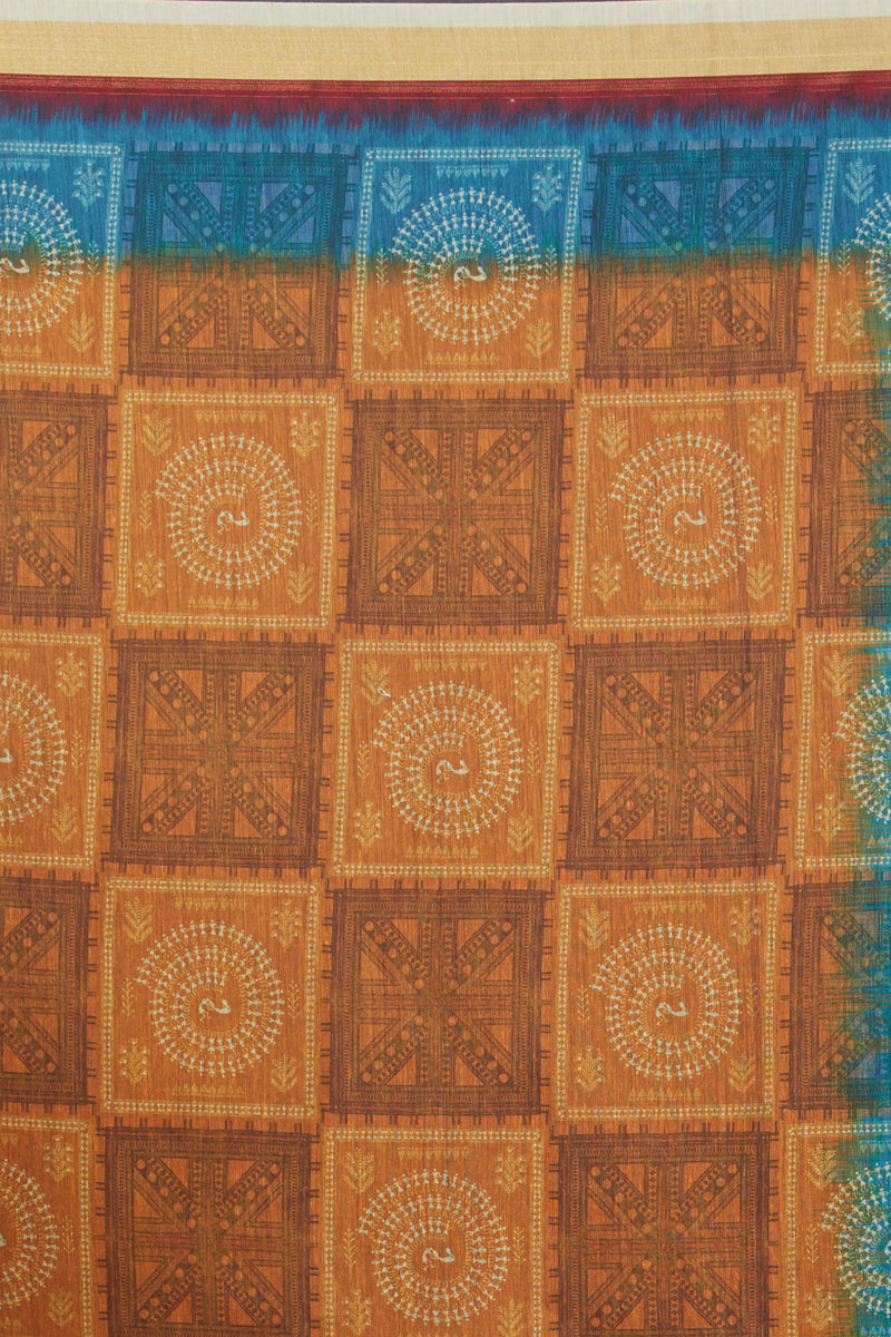 Ethnic Checkered Digital Print Chanderi Silk Dupatta