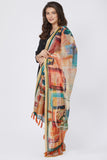 Multi Color Abstract Print Chanderi Silk Dupatta