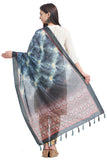 Indigo Tie And Dye Digital Print Chanderi Silk Dupatta
