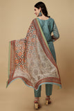 Turquoise Green Chanderi Silk Digital Printed Unstitched Salwar Suit