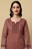 Brown Chanderi Silk Digital Printed Unstitched Salwar Suit