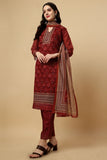 Maroon Chanderi Silk Digital Printed Unstitched Salwar Suit