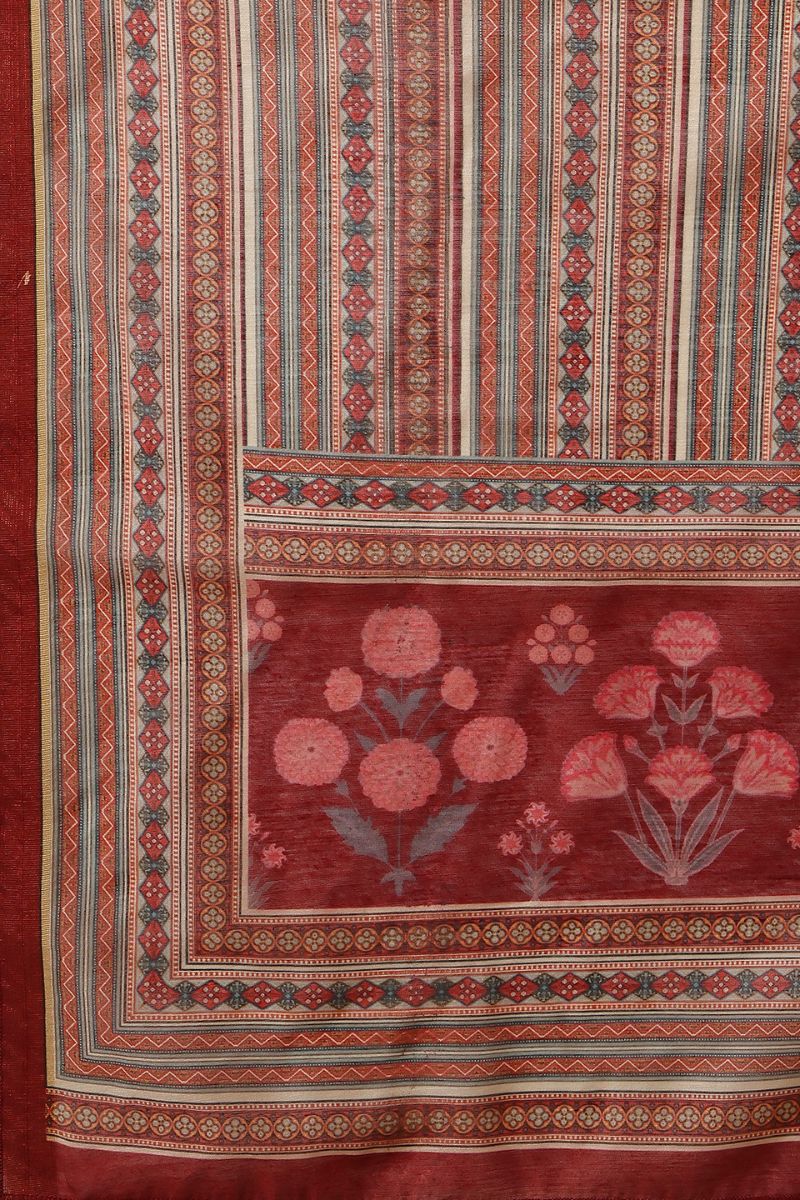 Maroon Chanderi Silk Digital Printed Unstitched Salwar Suit