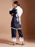 Abstract Black and white Floral Loungewear Set